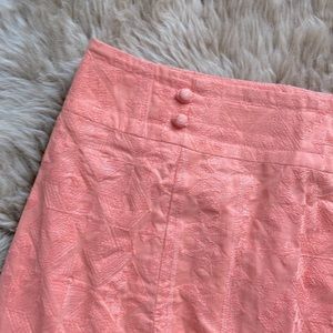 Anthropologie Salmon Embroidered High Waist Skirt